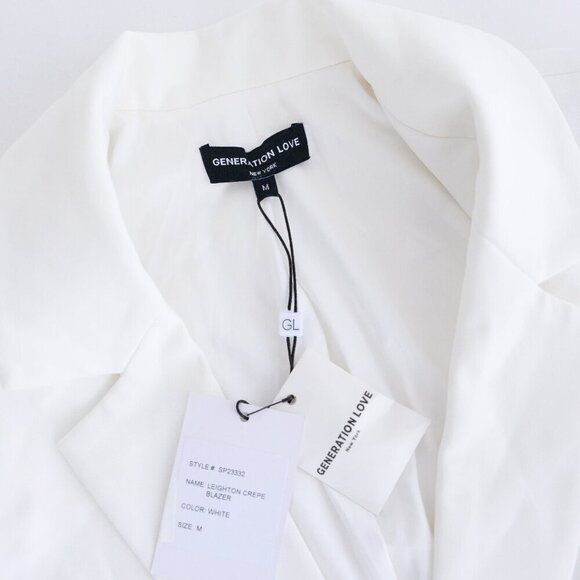 Generation Love New York Leighton Crepe White Double Breasted Button Blazer M - Picture 12 of 15